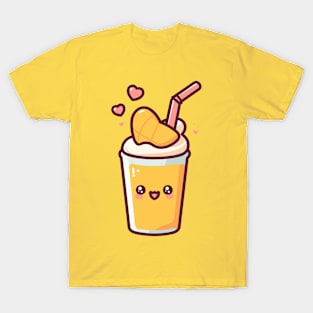 Cute Kawaii Mango Milkshake with Hearts | Design for Kawaii Food Art Lovers T-Shirt